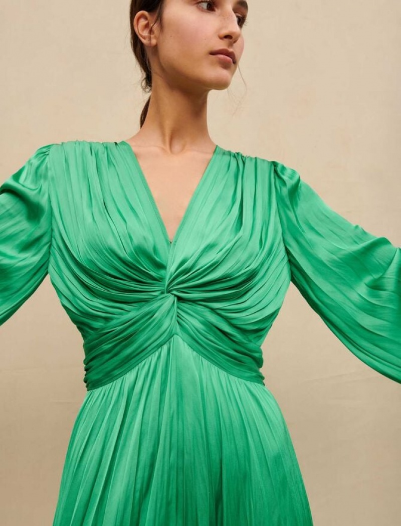 Maje Draped Satiny Jurken Dames Groen | LHJOTRA-95